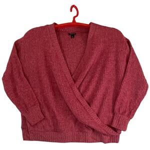 Torrid Pinkish Red Wrap Sweater Womens 1X Lightweight Soft Waffle Knit Relaxed